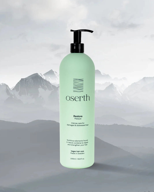 Oserth Restore Collection – Repair and rejuvenate damaged hair with vegan, sustainable products infused with nourishing natural ingredients.