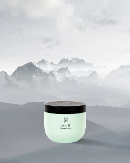 Oserth Restore Collection – Repair and rejuvenate damaged hair with vegan, sustainable products infused with nourishing natural ingredients.