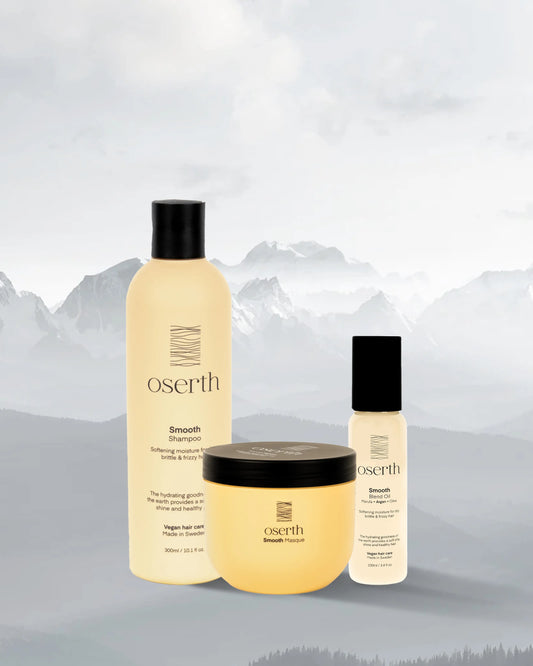 Oserth Smooth Collection – Vegan, sulfate-free haircare products designed to tame frizz, enhance shine, and leave hair silky smooth.
